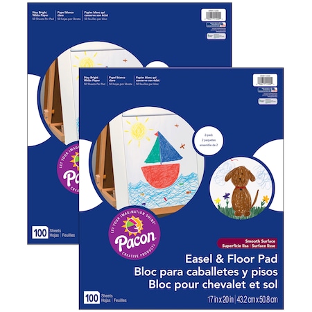 Pacon Easel Pad, 17 x 20, White, PK4 PMMK11200